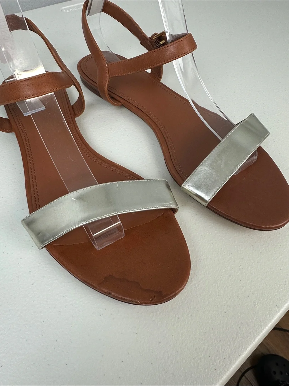 Tory Burch Laurel metallic flat sandal Sz 10.5